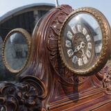 Wooden mirror with clock, 1960