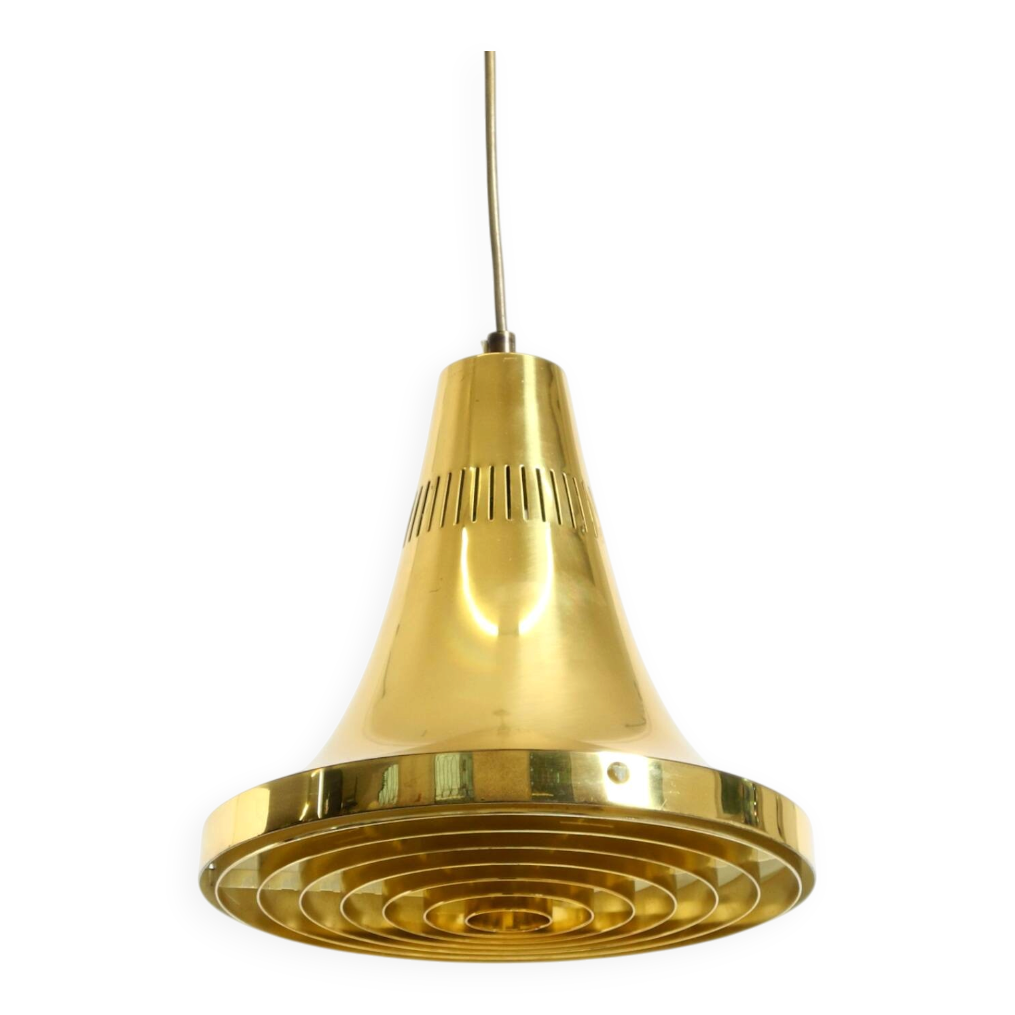 60s Hans-Agne Jakobsson brass pendant lamp Model T 598, by Markaryd Sweden