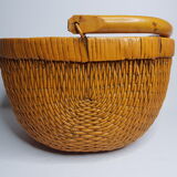 Panier en osier peint jaune d'or, 39 cm