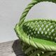 Basket dish in green woven earthenware / old ceramic