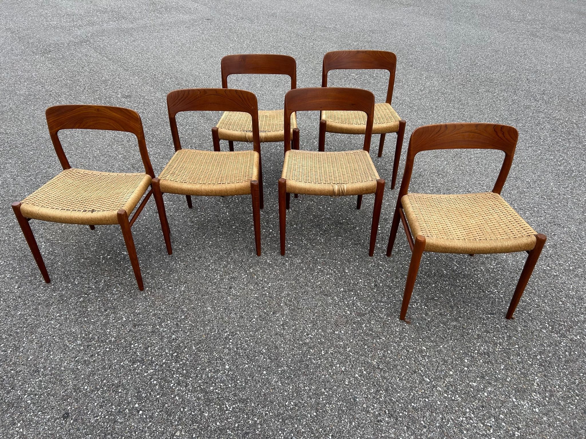 6 Niels Otto Moller chairs model 75