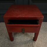 Small Chinese side table in red lacquer 20th century side table 1 drawer