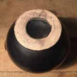 Vase en céramique noir irisé et jaune