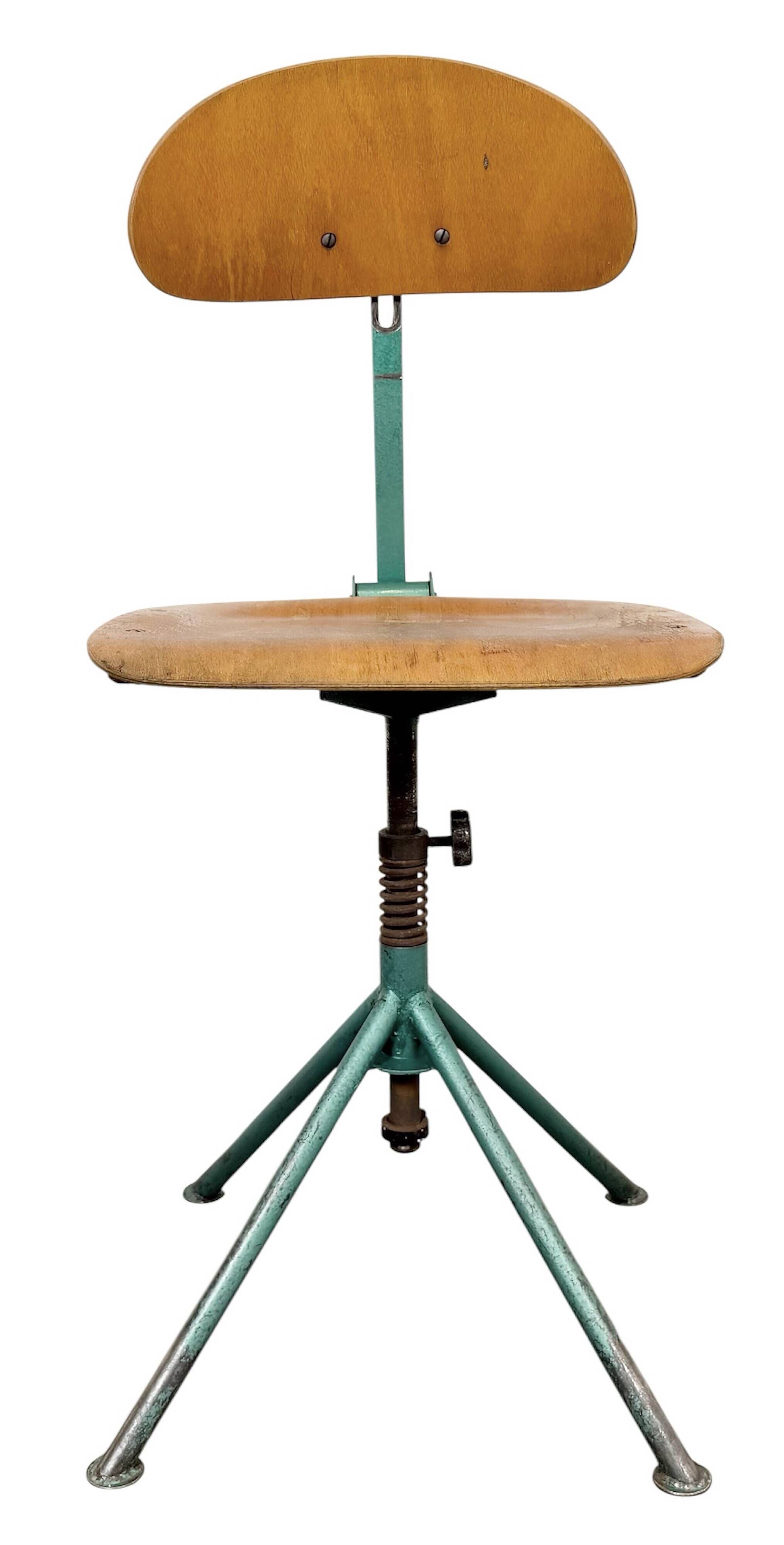 Dark Green Industrial Workshop Chair, 1950s