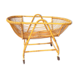 Vintage rattan cradle for baby with bed sky