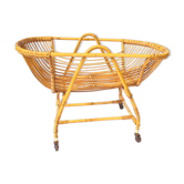 Vintage rattan cradle for baby with bed sky