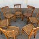 Set of 13 old art deco bistro chairs from the 1930s in light wood