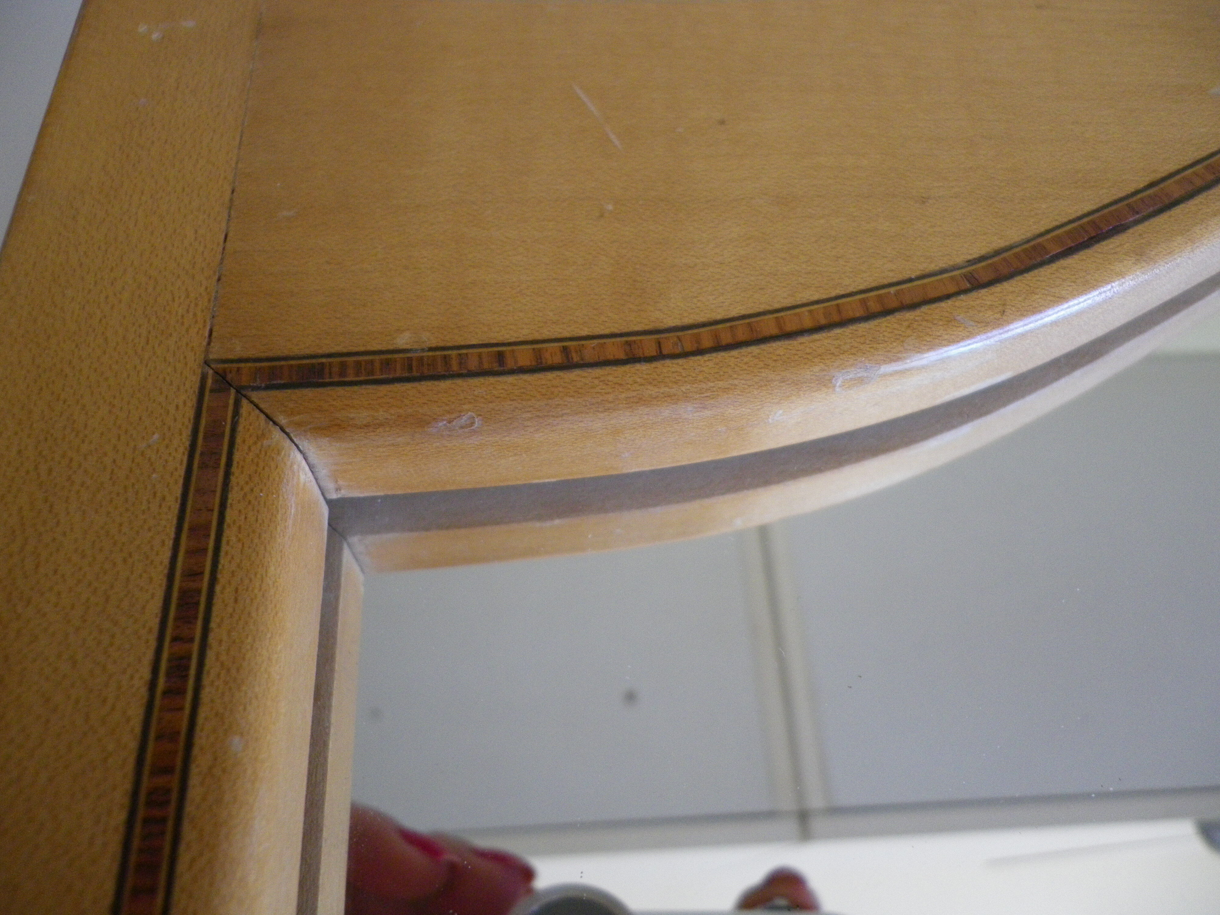 Wall mirror with light wood frame - 1960  54x35cm