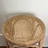 High stool, curved wood and caning