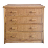 Commode en rotin années 70 vintage