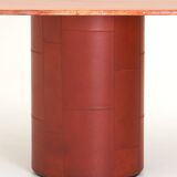 Dining table 'Tobia' in red travertine