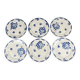 Set of 6 dessert plates, semi-porcelain Badonviller, blue flower pattern, early 20th century.