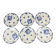 Set of 6 dessert plates, semi-porcelain Badonviller, blue flower pattern, early 20th century.