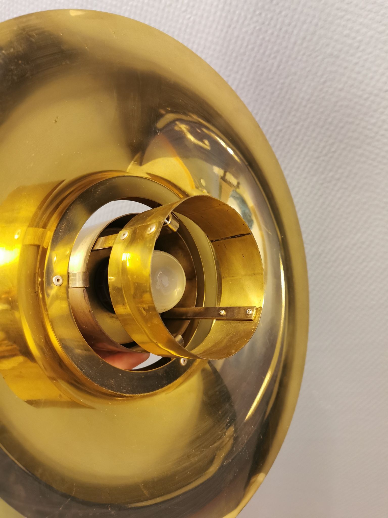 Hanging lamp from the 1970s-1980s, produced by Danish Vitrika, made of brass.
