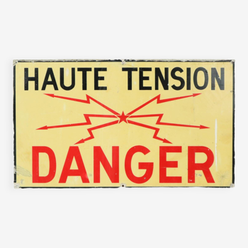 Panneau décoratif vintage panneau danger haute tension plastique france sixties