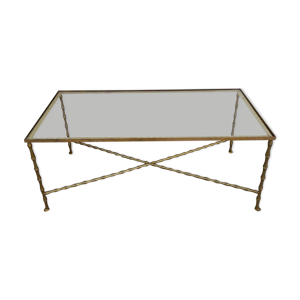 Table basse en laiton style bambou