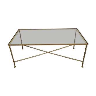 Table basse en laiton style bambou