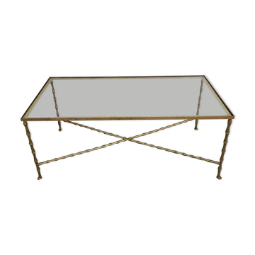 Table basse en laiton style bambou