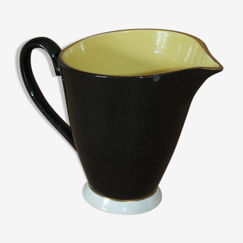 Pot à lait Digoin noir et jaune vintage