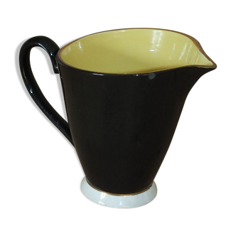 Milk pitcher Digoin black and vintage yellow
