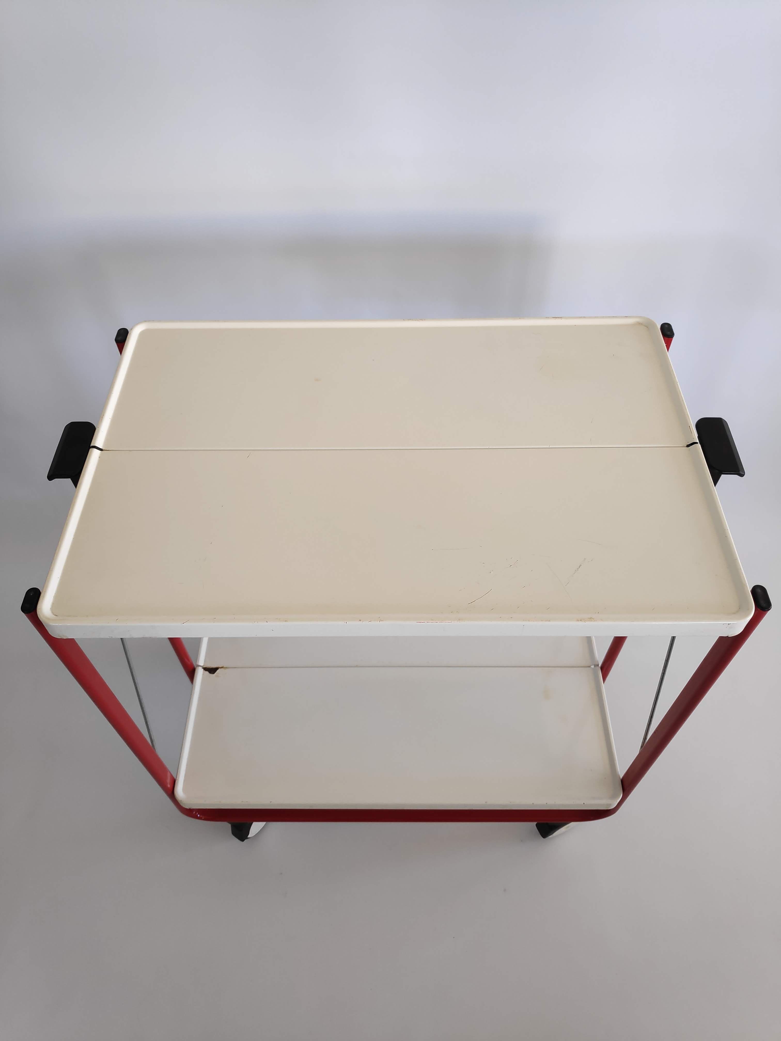 Vintage serving table in painted steel sheet from the years 80