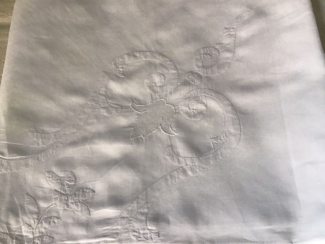 Large white ceremonial tablecloth