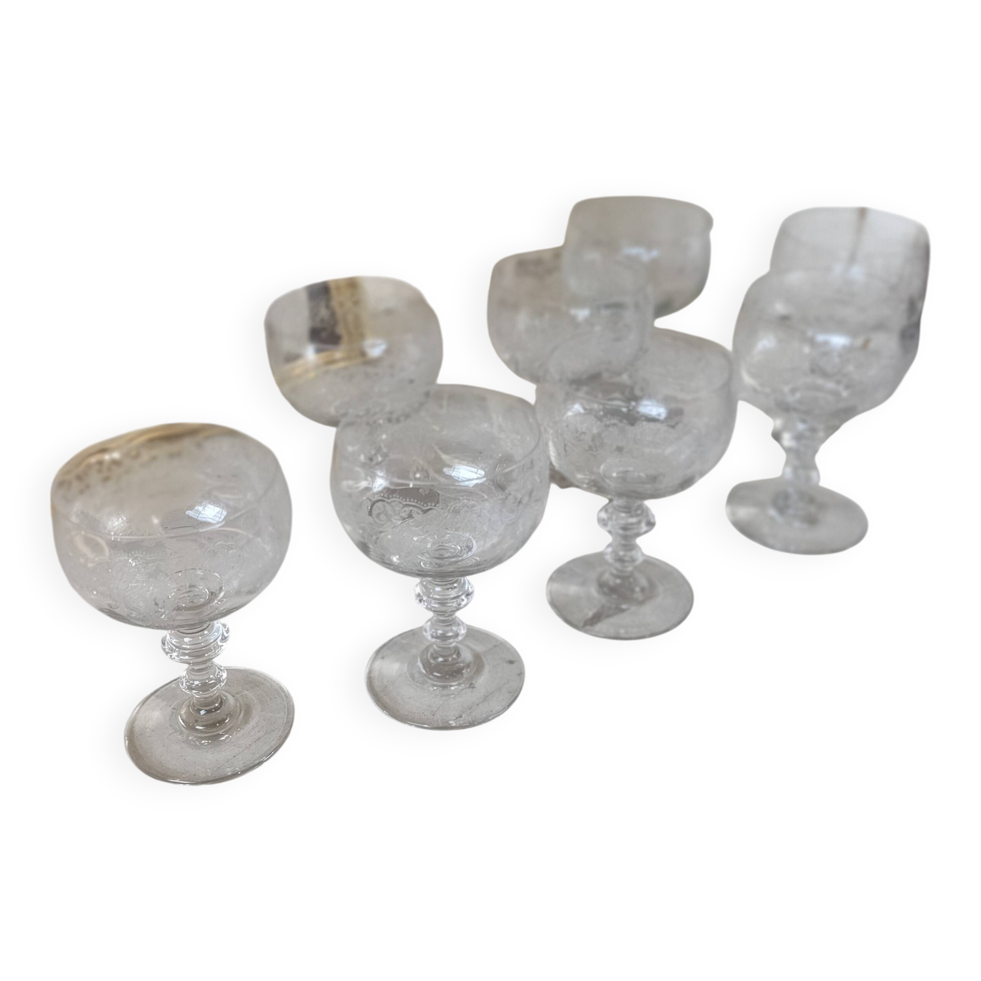 Set of 9 Baccarat Crystal Wine Glasses