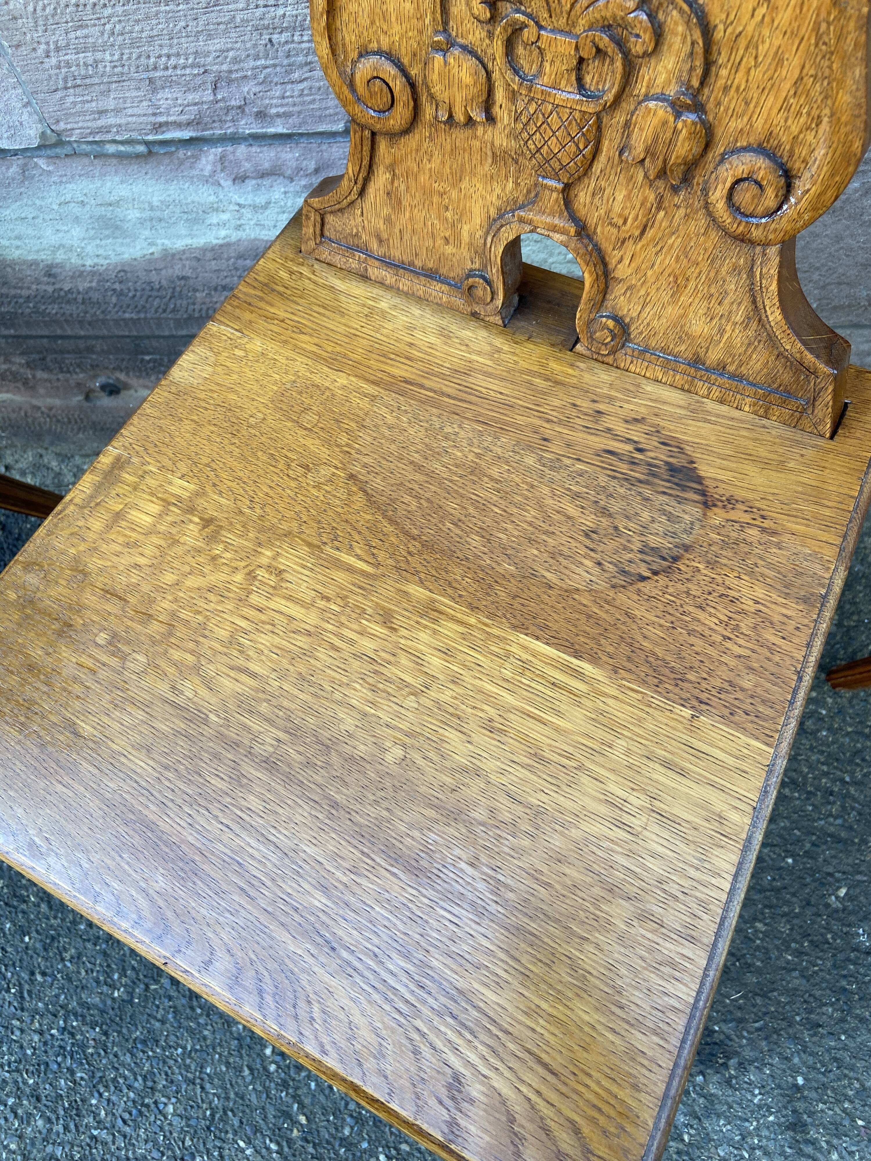 4 Alsatian chairs renaissance 1950 in carved oak