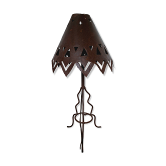 Handcrafted openwork wrought iron lamp