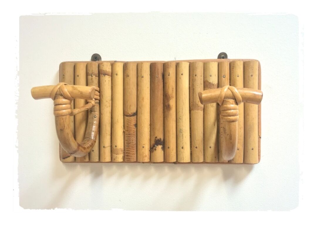 Rattan and vintage bamboo coat hanger