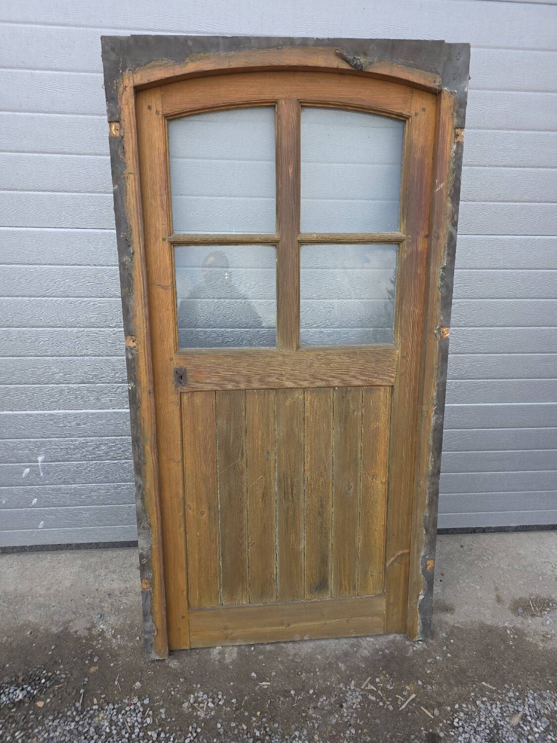 Old fir door, with frame