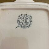 Plat ancien a asperges boch & fils la louvière céramique rose belgique