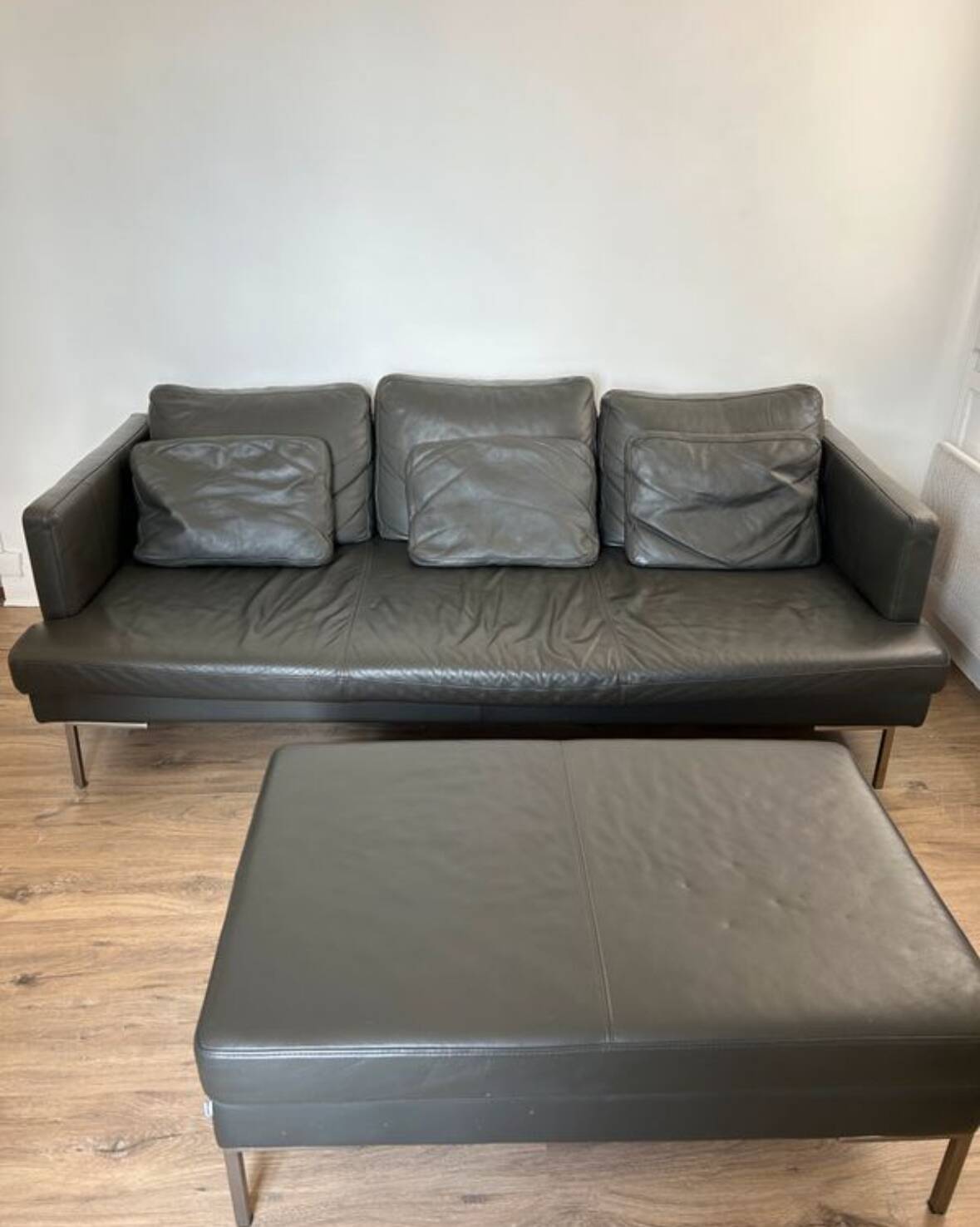 BoConcept leather sofa + matching ottoman