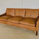 1960s tan leather 3 person sofa by OPE-möbler Sweden
