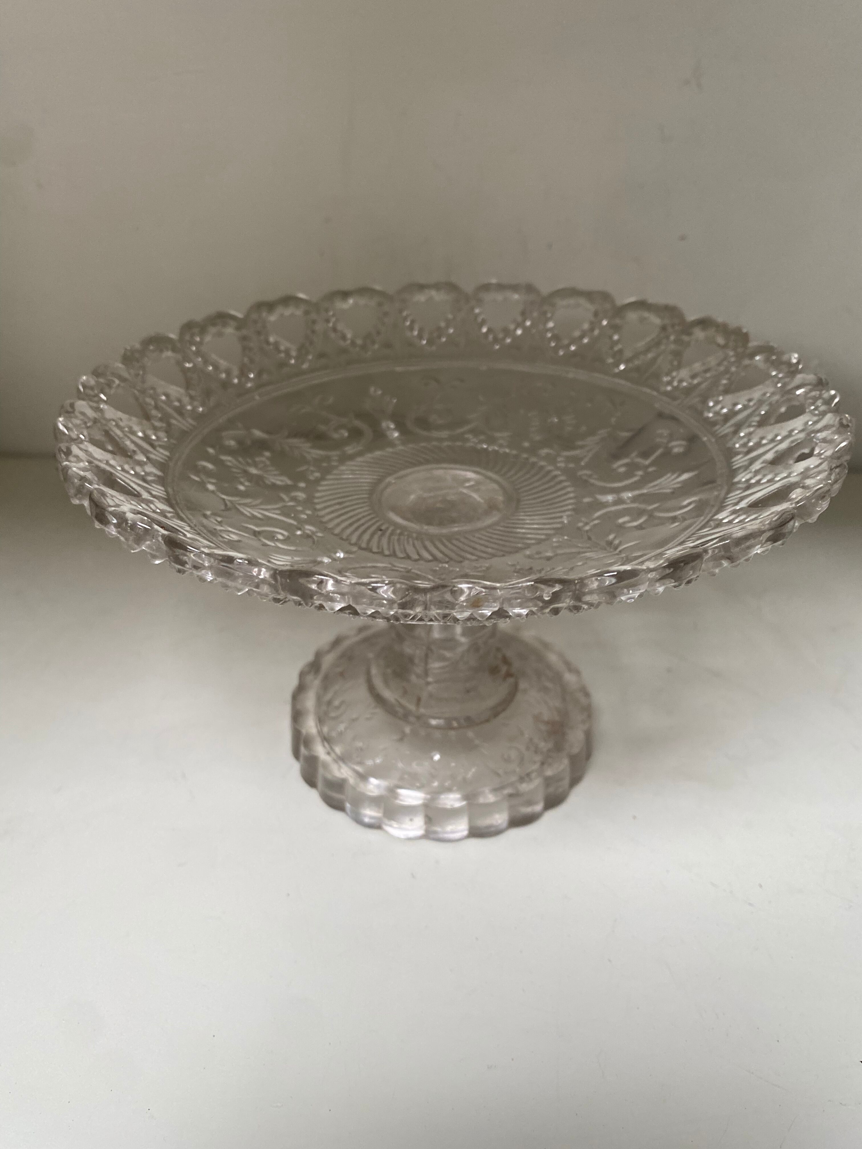 Vintage glass cake dish