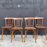 Set of 4 curved wooden bistro chairs