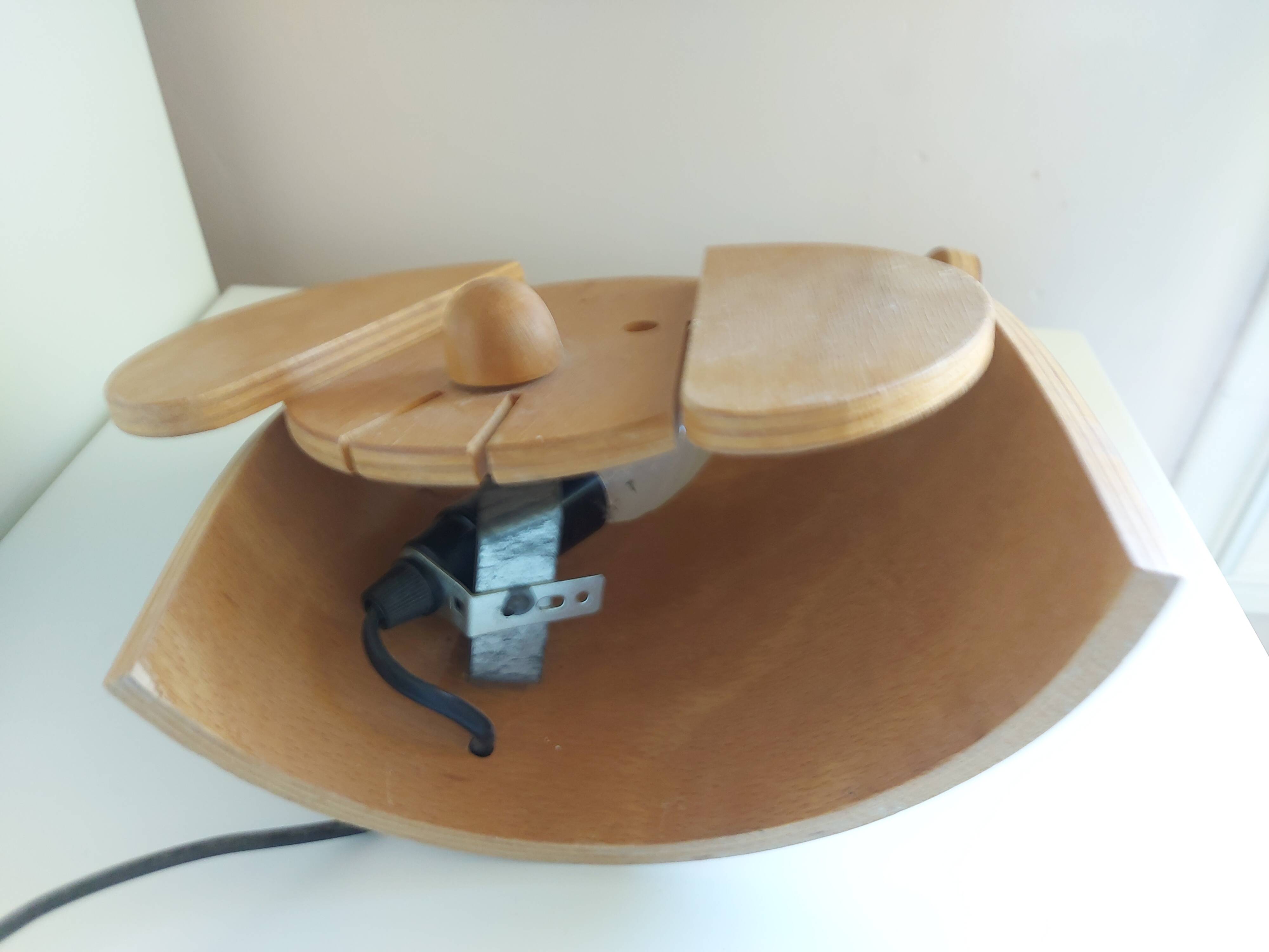 Vintage 80's wooden dog lamp, raison, france