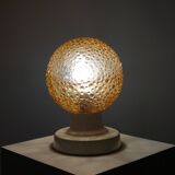 Lampe de table vintage en aluminium et verre à bulles pressées