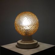 Vintage table lamp in aluminium and pressed bubble glass.