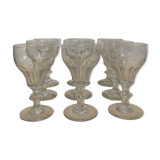 Set 9 crystal wine glasses engraved Saint Pourçain