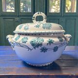 Antique Sarreguemines U&C soup tureen, geranium