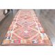 1970s Turkish Oushak Handmade Wool Cotton Pink Runner Rug 98x315