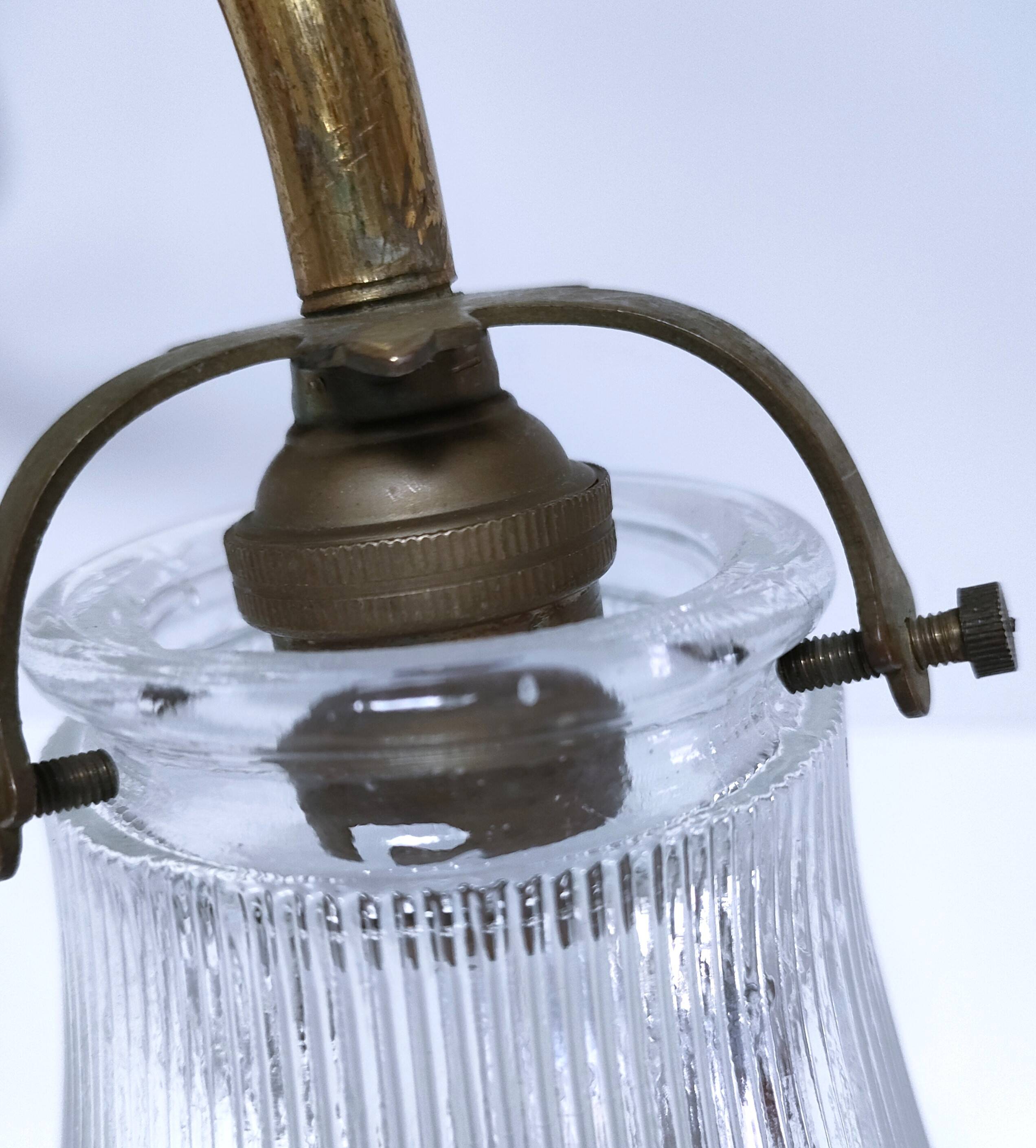 Double gilded bronze and glass wall lamp 1900