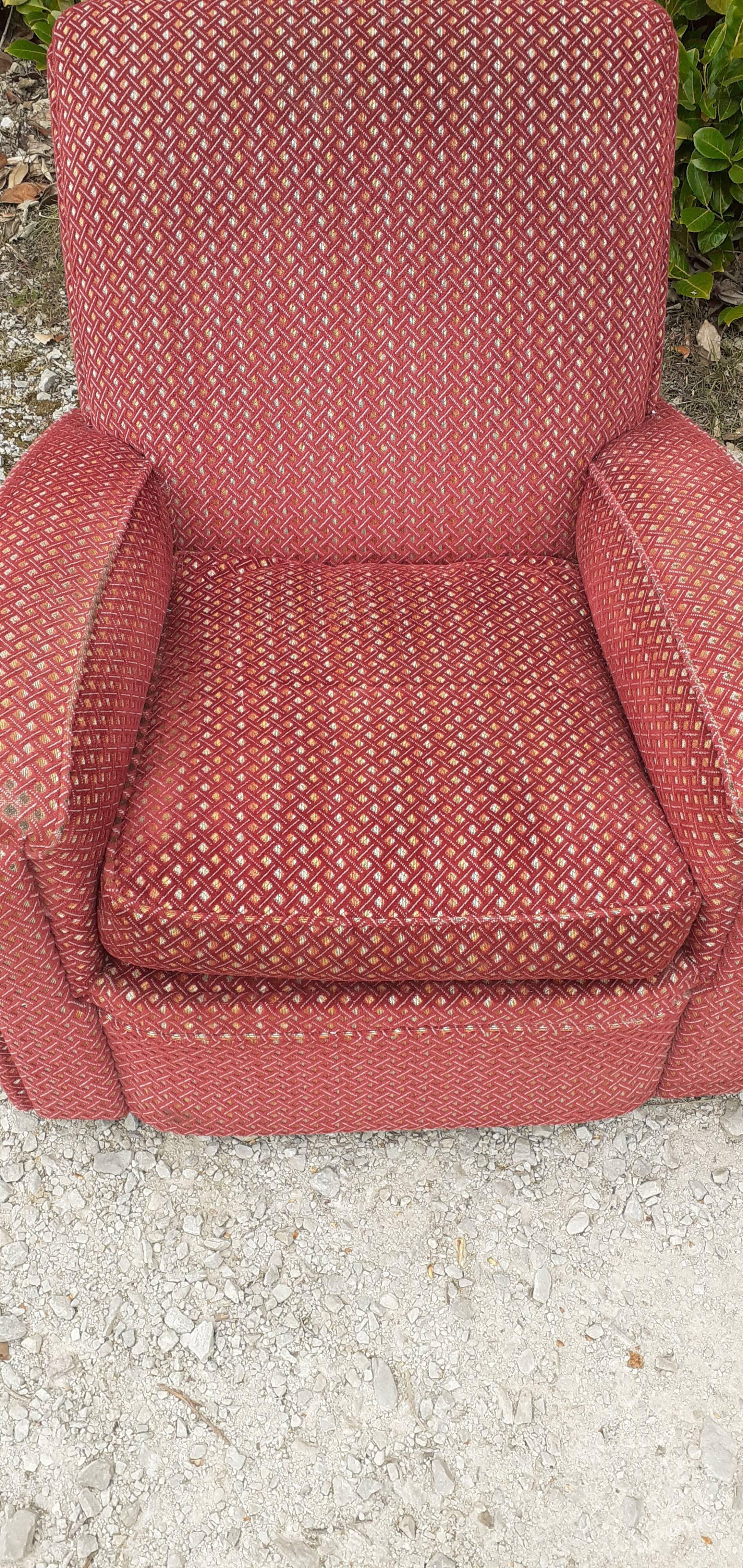 Pairs of art deco club armchairs in red fabrics year 30