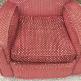 Pairs of art deco club armchairs in red fabrics year 30