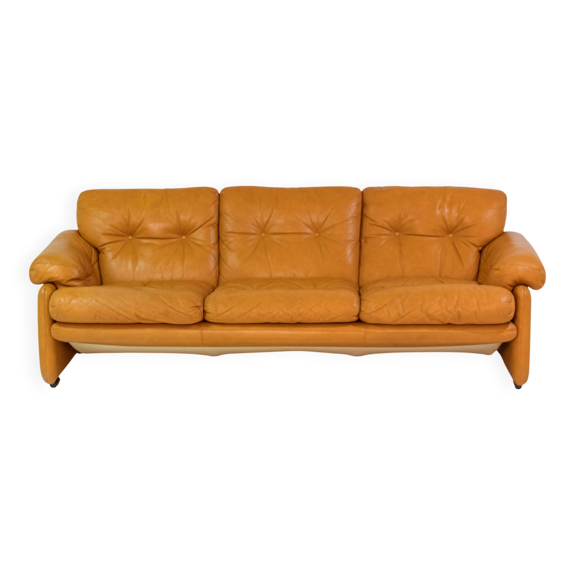 Grand Canapé Coronado Vintage en Cuir Marron par Tobia Scarpa pour C&B Italia