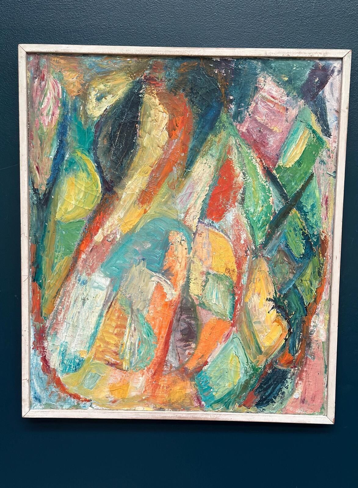 Original Danish Oil on Canvas – “Abstract Composition” – Vintage & Framed