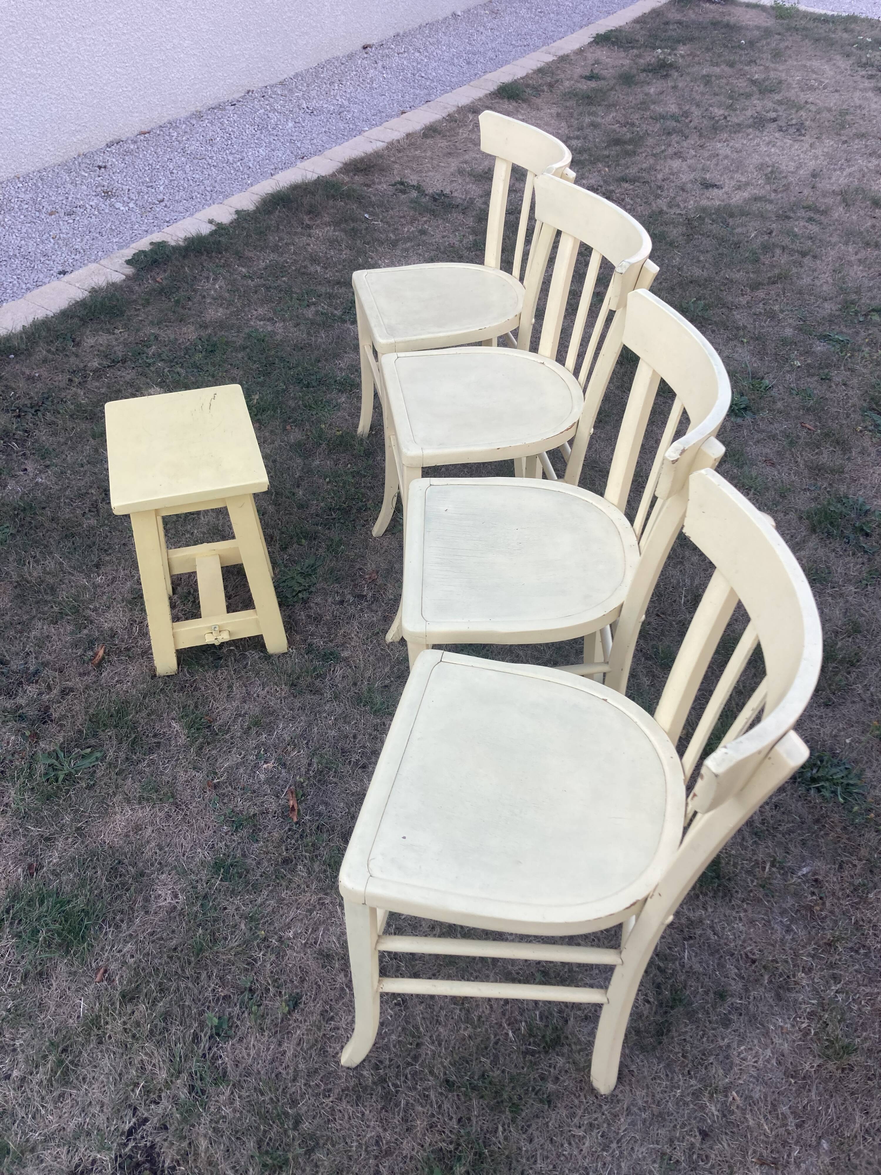 4 bistro chairs painted yellow