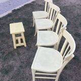 4 chaises bistrot peintes en jaune