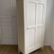 Vintage Parisian wardrobe painted in linen white, one door, three shelves